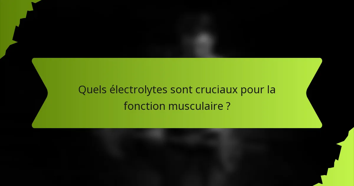 Quels électrolytes sont cruciaux pour la fonction musculaire ?